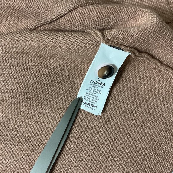 Kate Spade Ruffle Long Knit Sweater Blazer Beige Tan Single Button L - Picture 7 of 9